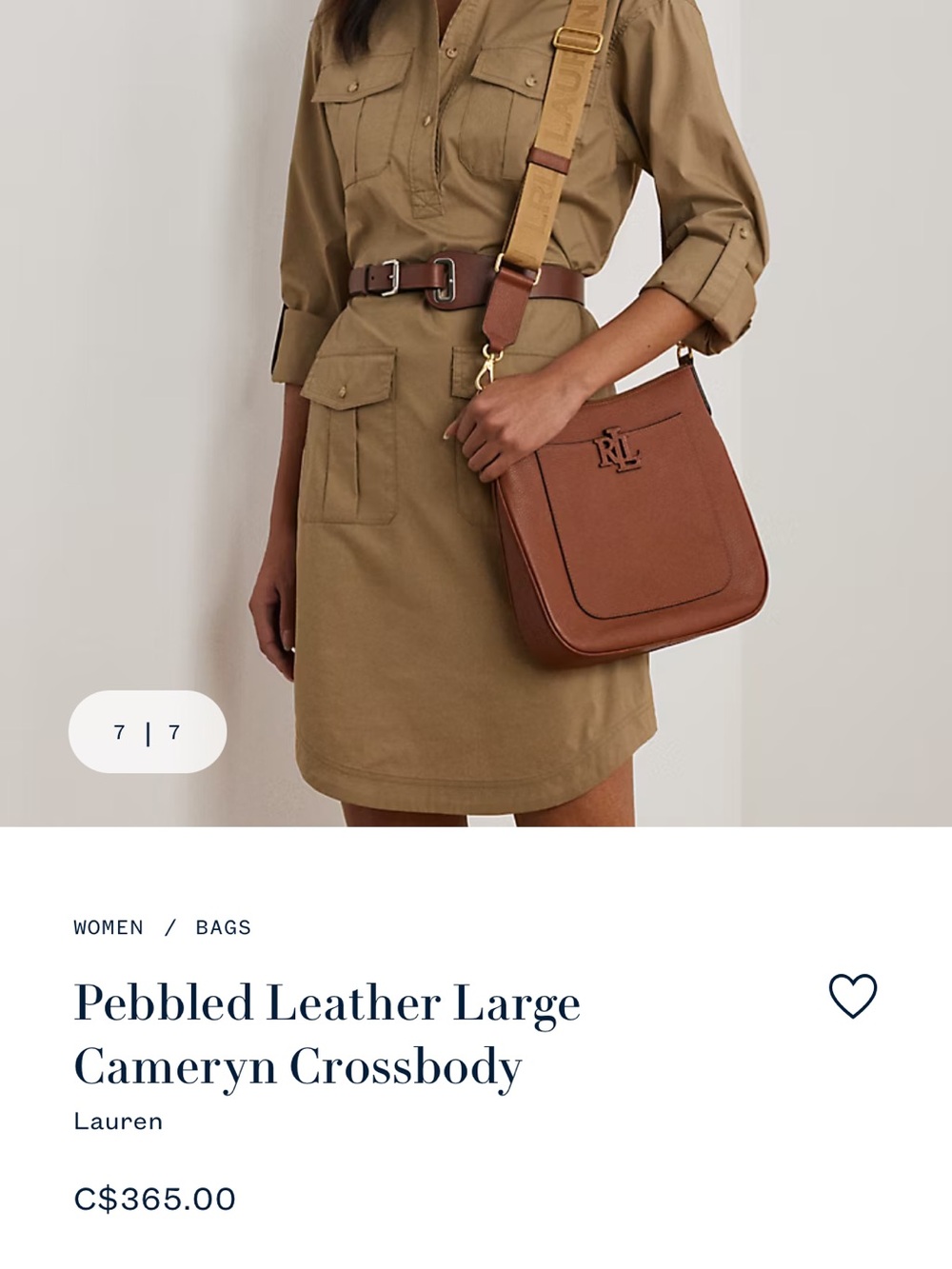 Ralph Lauren Pebbled Leather Crossbody - Tan Brown